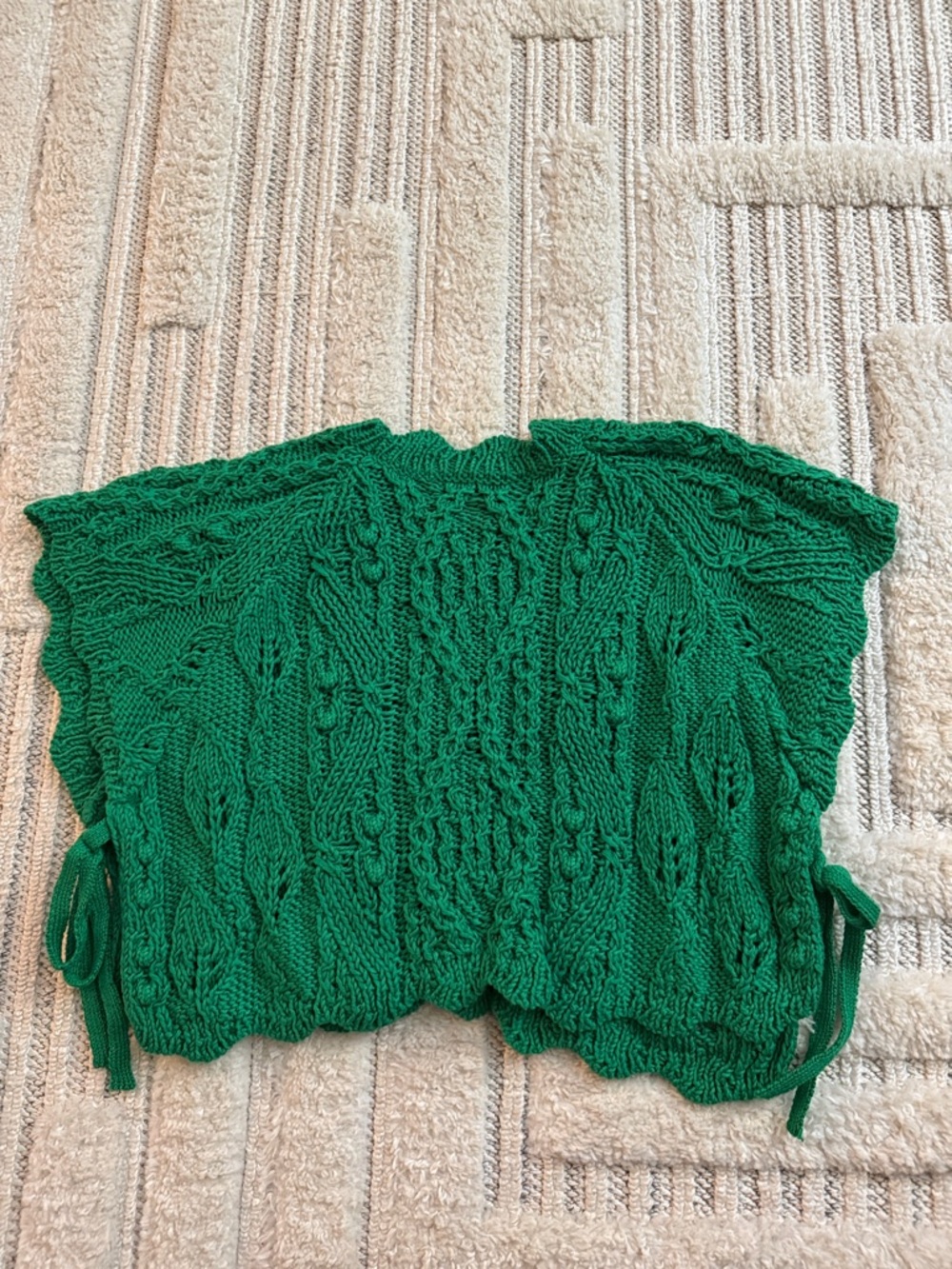 Zara Emerald Green Cable-Knit Short Sleeve Sweater Top - Picture 2 of 2